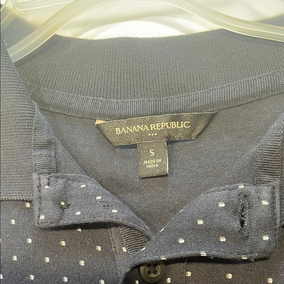 Men's Navy Polka Dot Polo Shirt - Picture 2 of 2